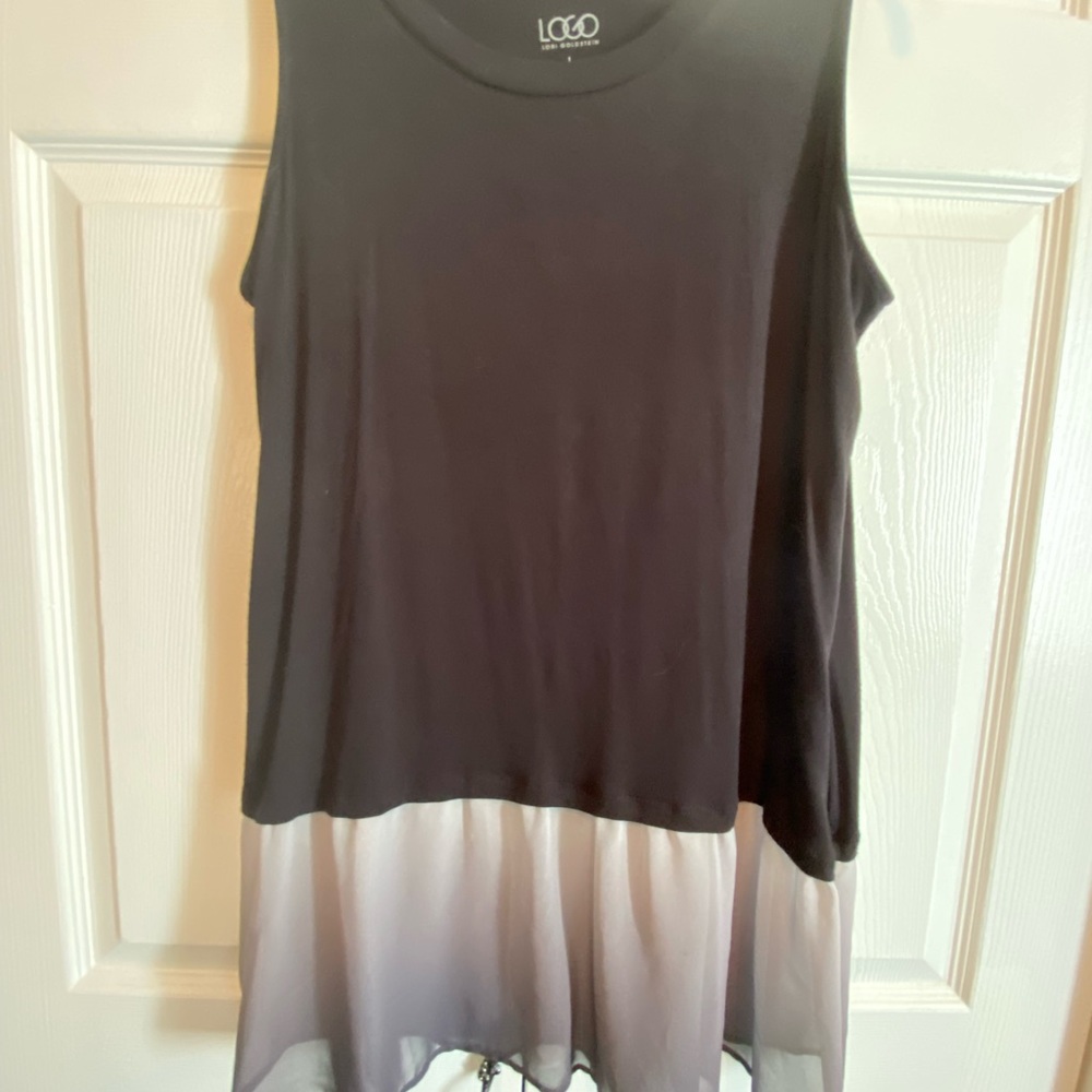 Logo sleevlesss top in ploy/span with chiffon
